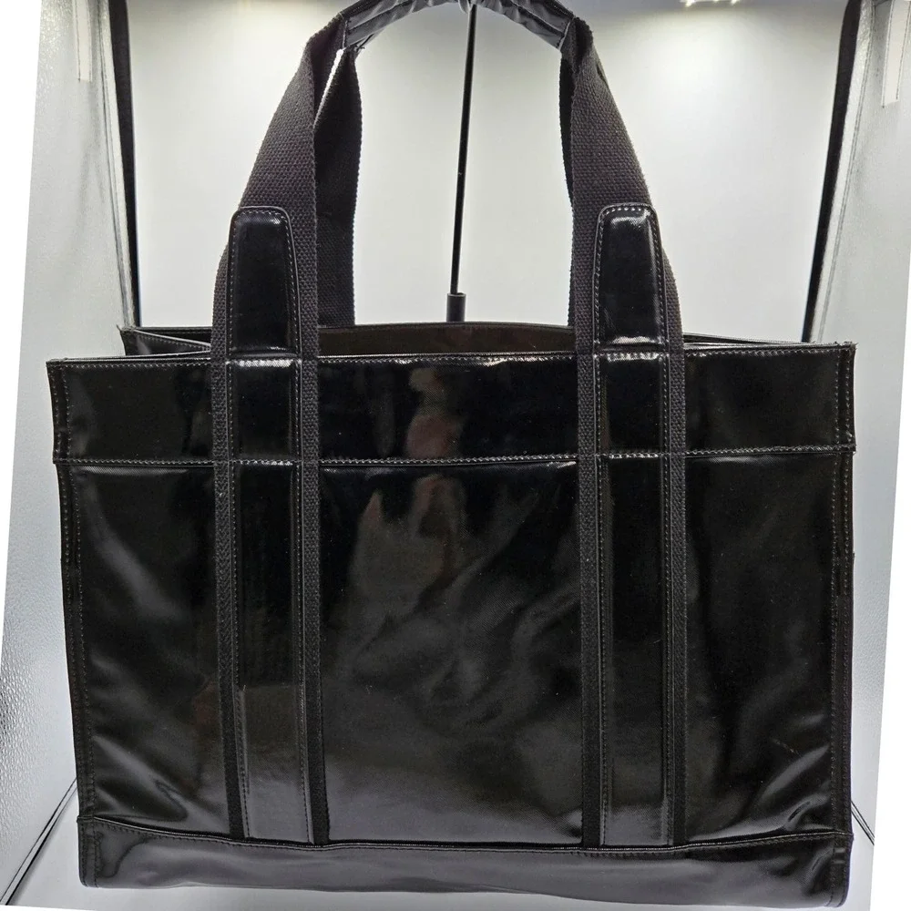 Tory Burch Black Patent Leather Tote Bag‎ Purse Shoulder Bag